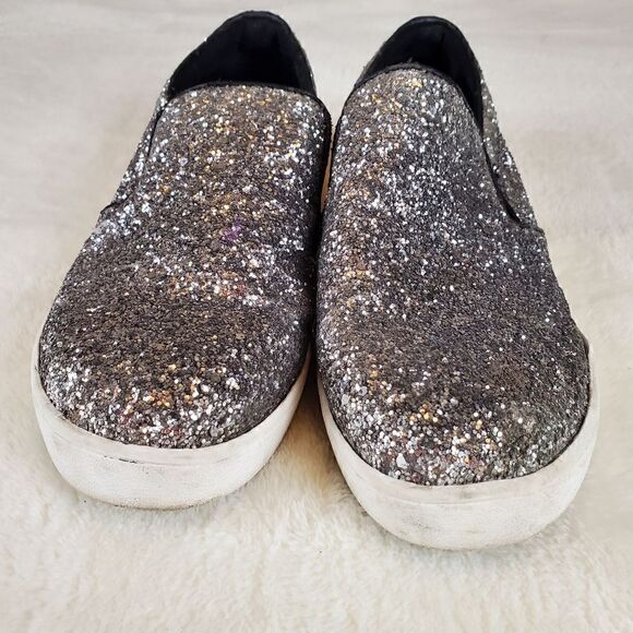 Michael Michael Kors Ivy Ombre Black Silver Glitter Slip On Tennis Shoes Size 5 - Picture 3 of 9